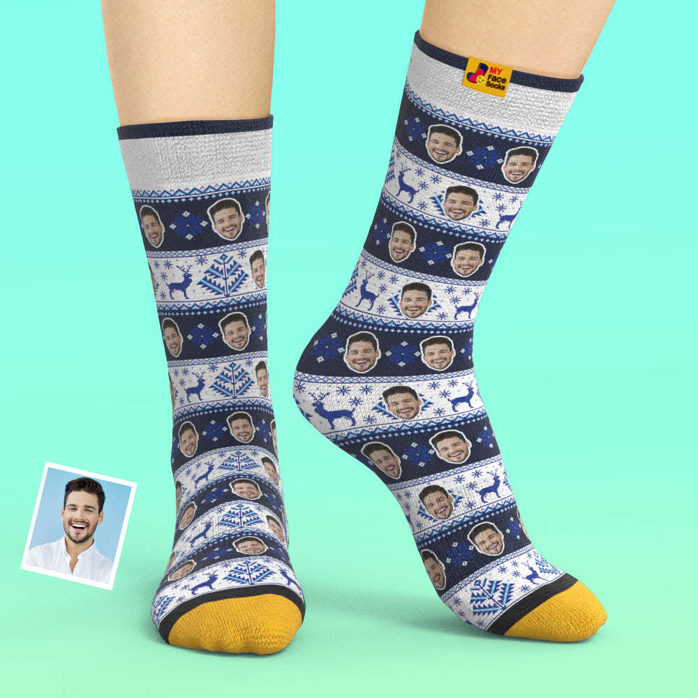 Custom 3D Digital Printed Socks over Nordic Pattern Socks - MyFaceSocksEU