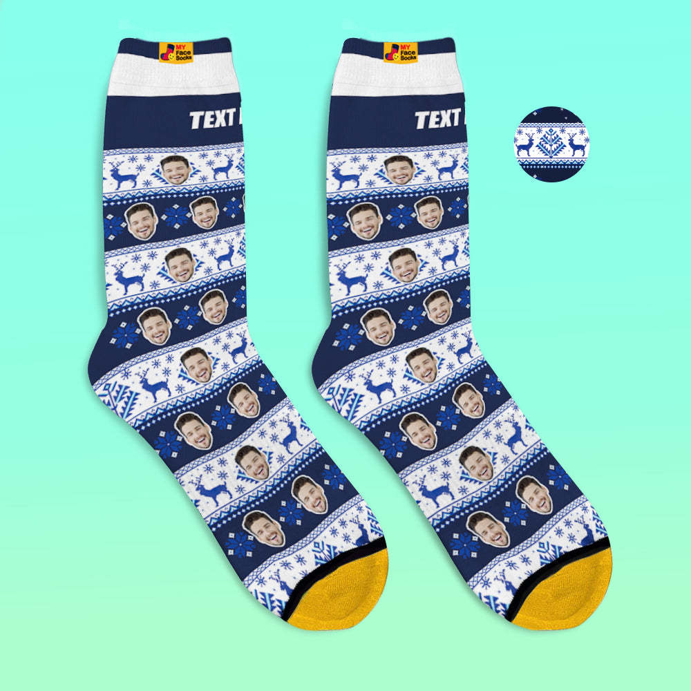 Custom 3D Digital Printed Socks over Nordic Pattern Socks - MyFaceSocksEU