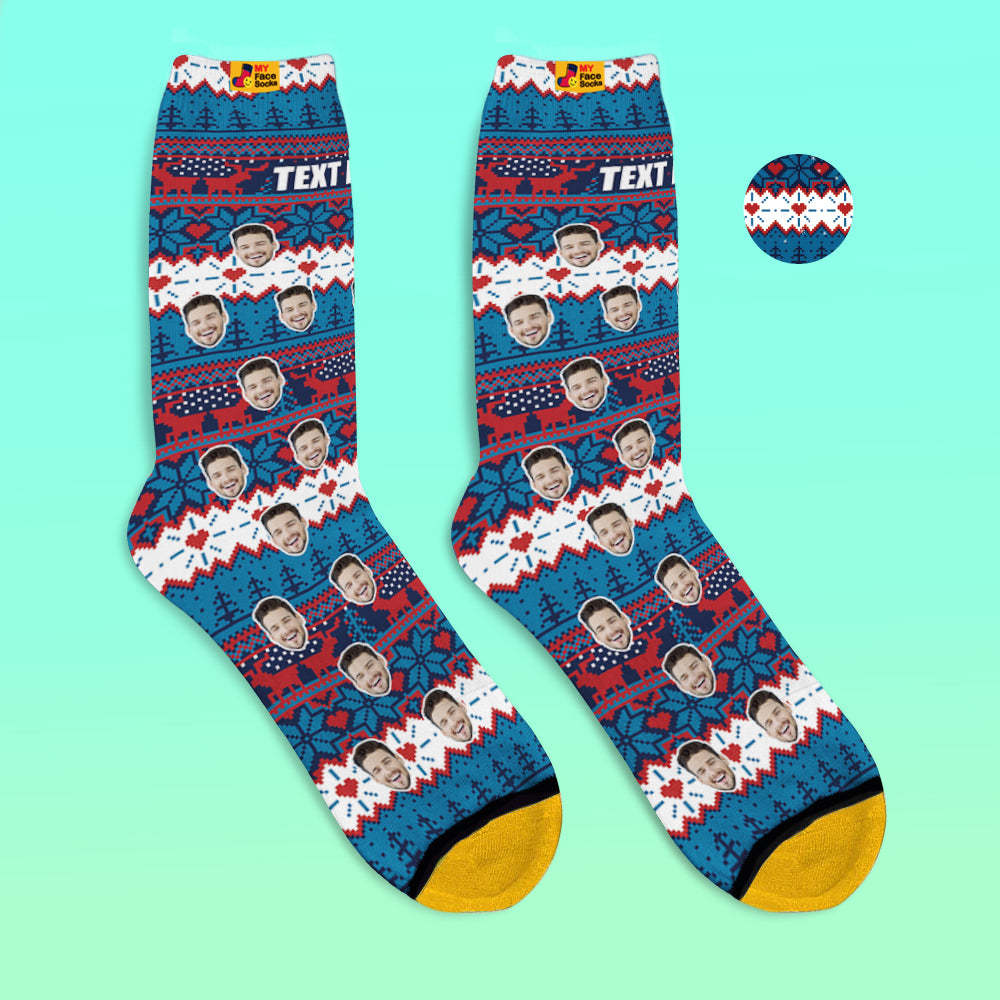 Custom 3D Digital Printed Socks Christmas Vintage Pattern Socks - MyFaceSocksEU