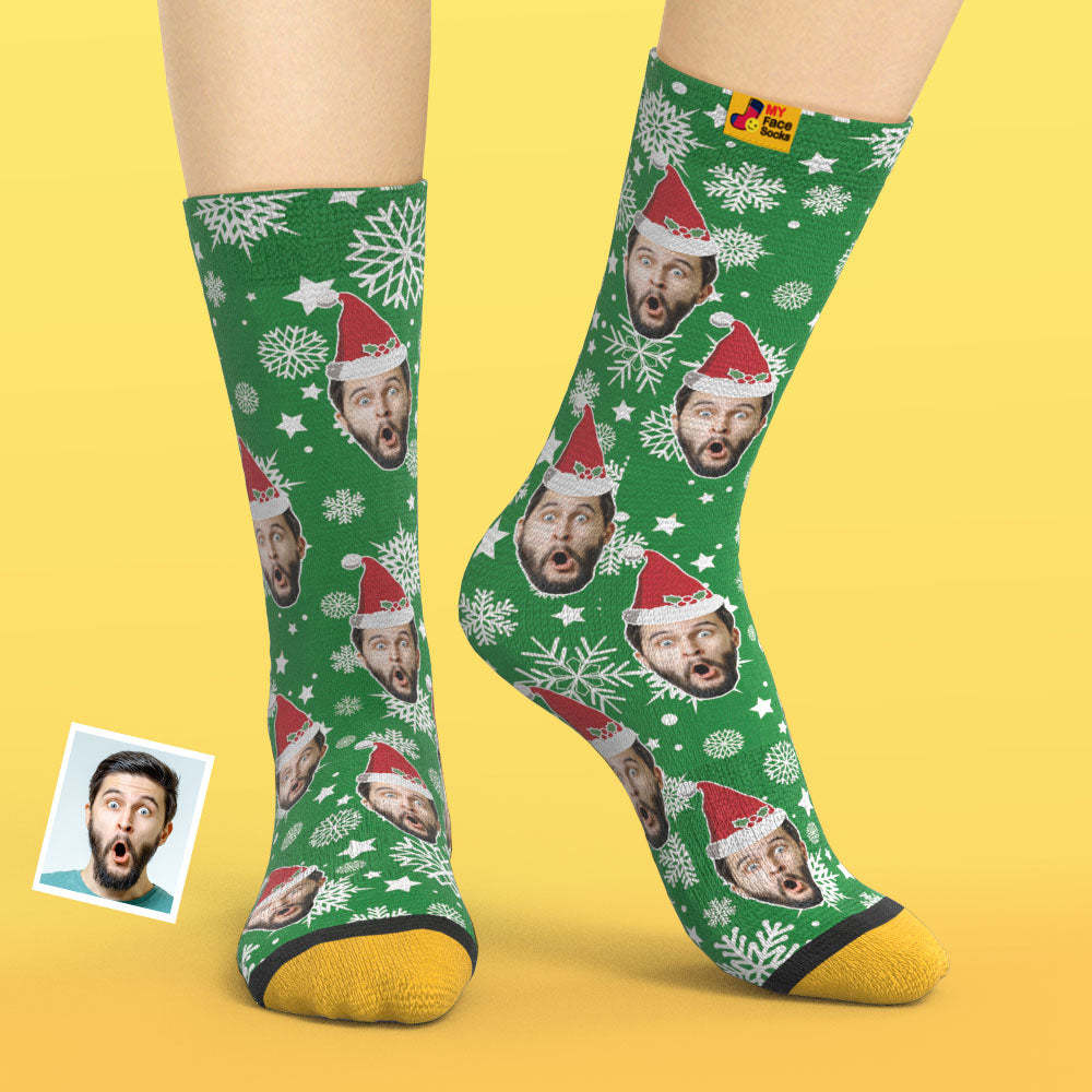 Custom 3D Digital Printed Socks Christmas Socks Santa Hat - MyFaceSocksEU