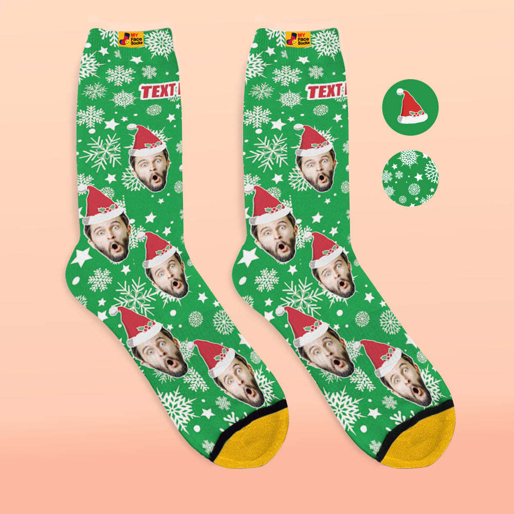 Custom 3D Digital Printed Socks Christmas Socks Santa Hat - MyFaceSocksEU