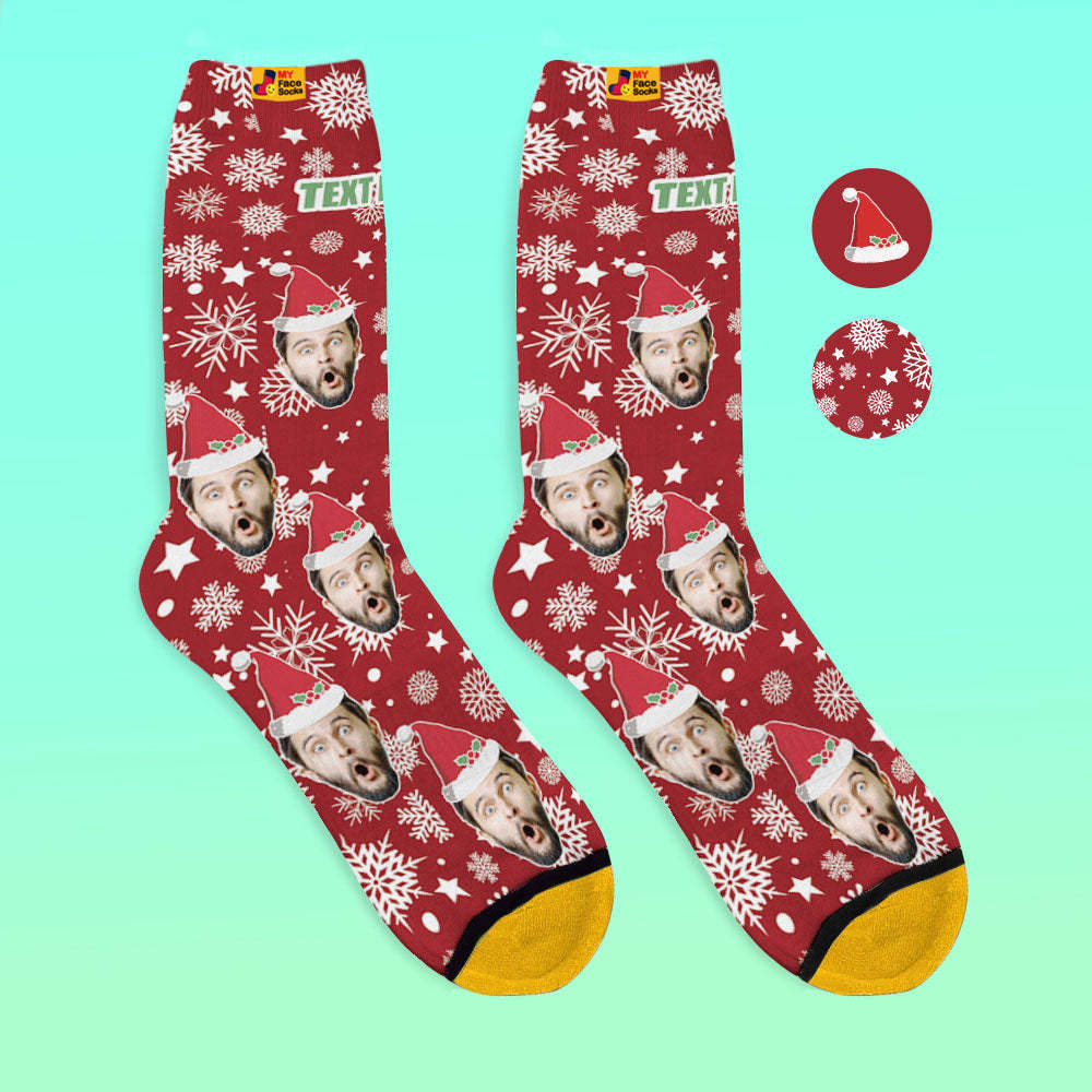 Custom 3D Digital Printed Socks Christmas Socks Santa Hat - MyFaceSocksEU