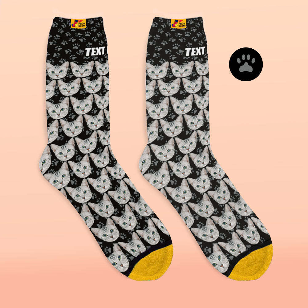 Custom 3D Digital Printed Socks Add Pictures and Name Cat - MyFaceSocksEU