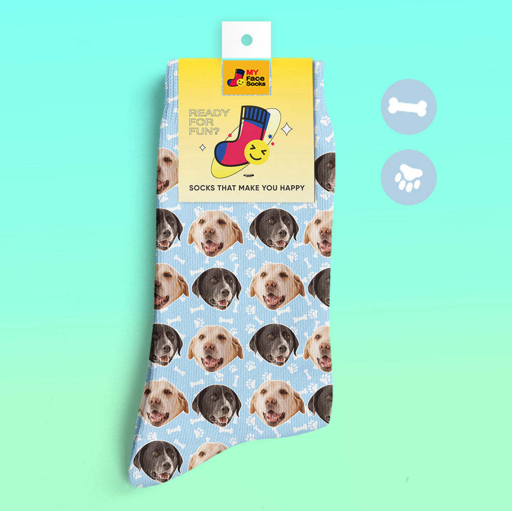 Custom 3D Digital Printed Socks Dog Socks Two Faces - MyFaceSocksEU