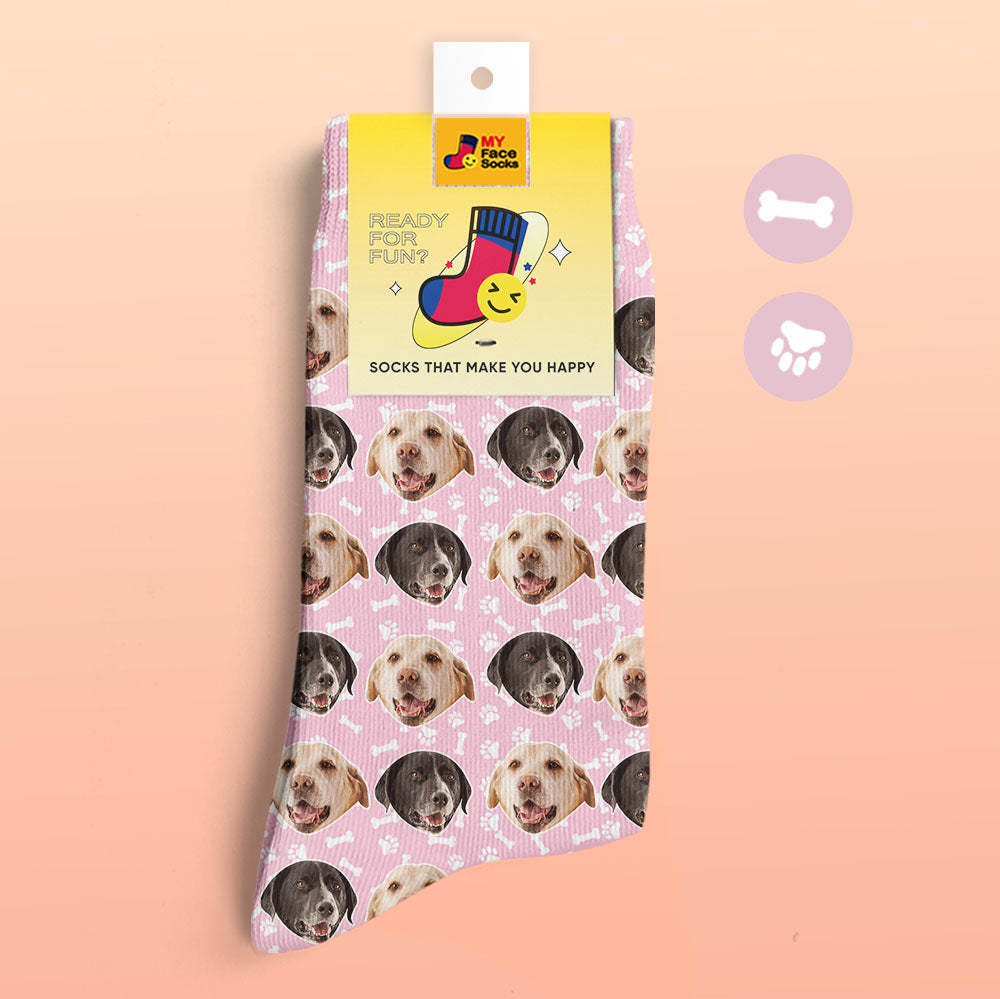 Custom 3D Digital Printed Socks Dog Socks Two Faces - MyFaceSocksEU