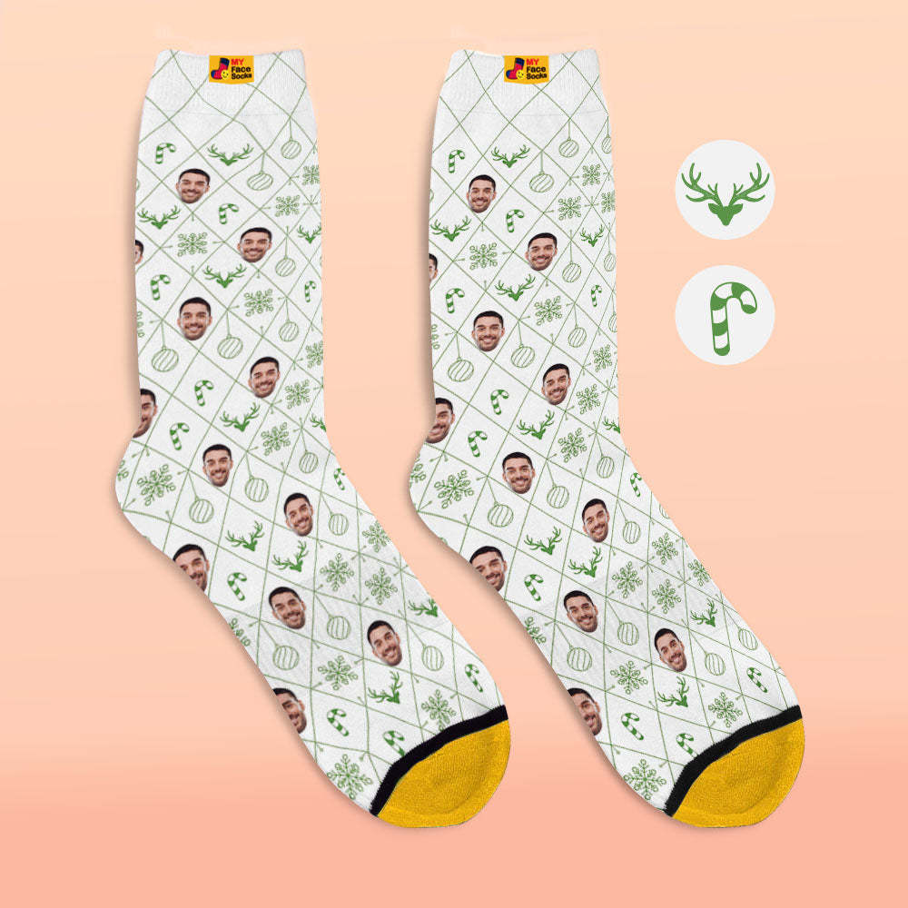 Custom 3D Digital Printed Socks Lattice Element Christmas Face Socks - MyFaceSocksEU