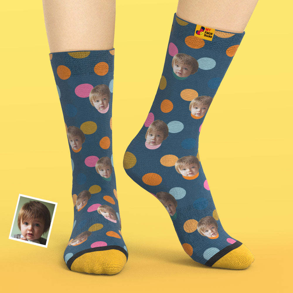 Custom 3D Digital Printed Socks Add Pictures and Name Your Face On Dots - MyFaceSocksEU