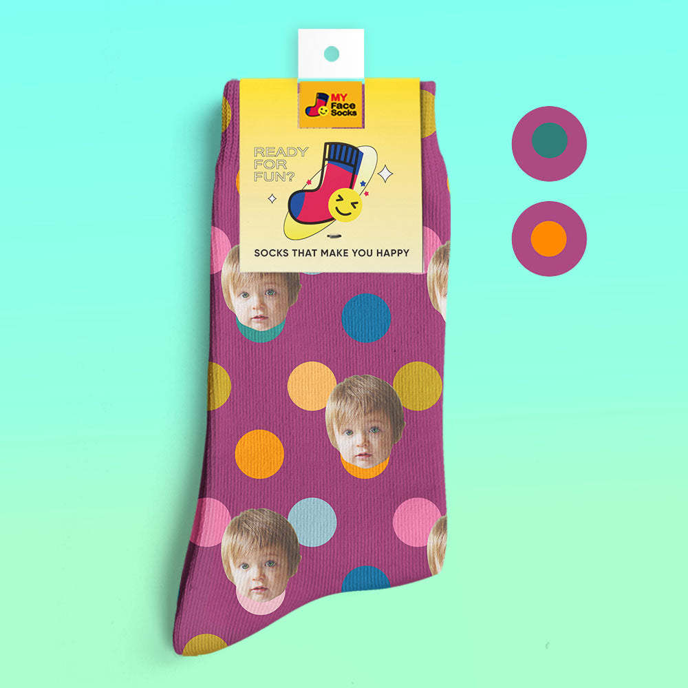 Custom 3D Digital Printed Socks Add Pictures and Name Your Face On Dots - MyFaceSocksEU