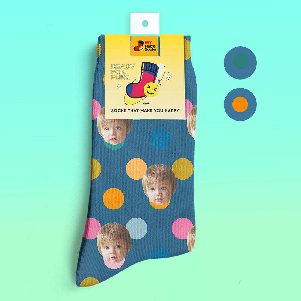 Custom 3D Digital Printed Socks Add Pictures and Name Your Face On Dots - MyFaceSocksEU