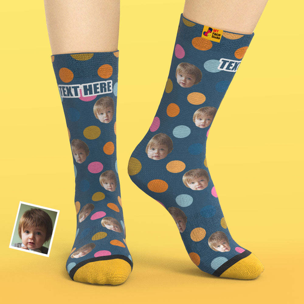 Custom 3D Digital Printed Socks Add Pictures and Name Your Face On Dots - MyFaceSocksEU