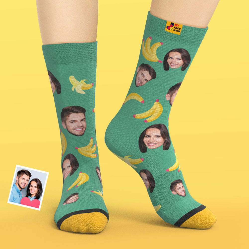 Custom 3D Digital Printed Socks My Face Socks Add Pictures and Name Banana - MyFaceSocksEU