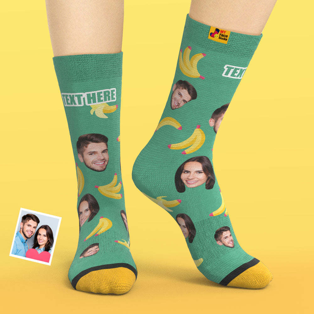 Custom 3D Digital Printed Socks My Face Socks Add Pictures and Name Banana - MyFaceSocksEU