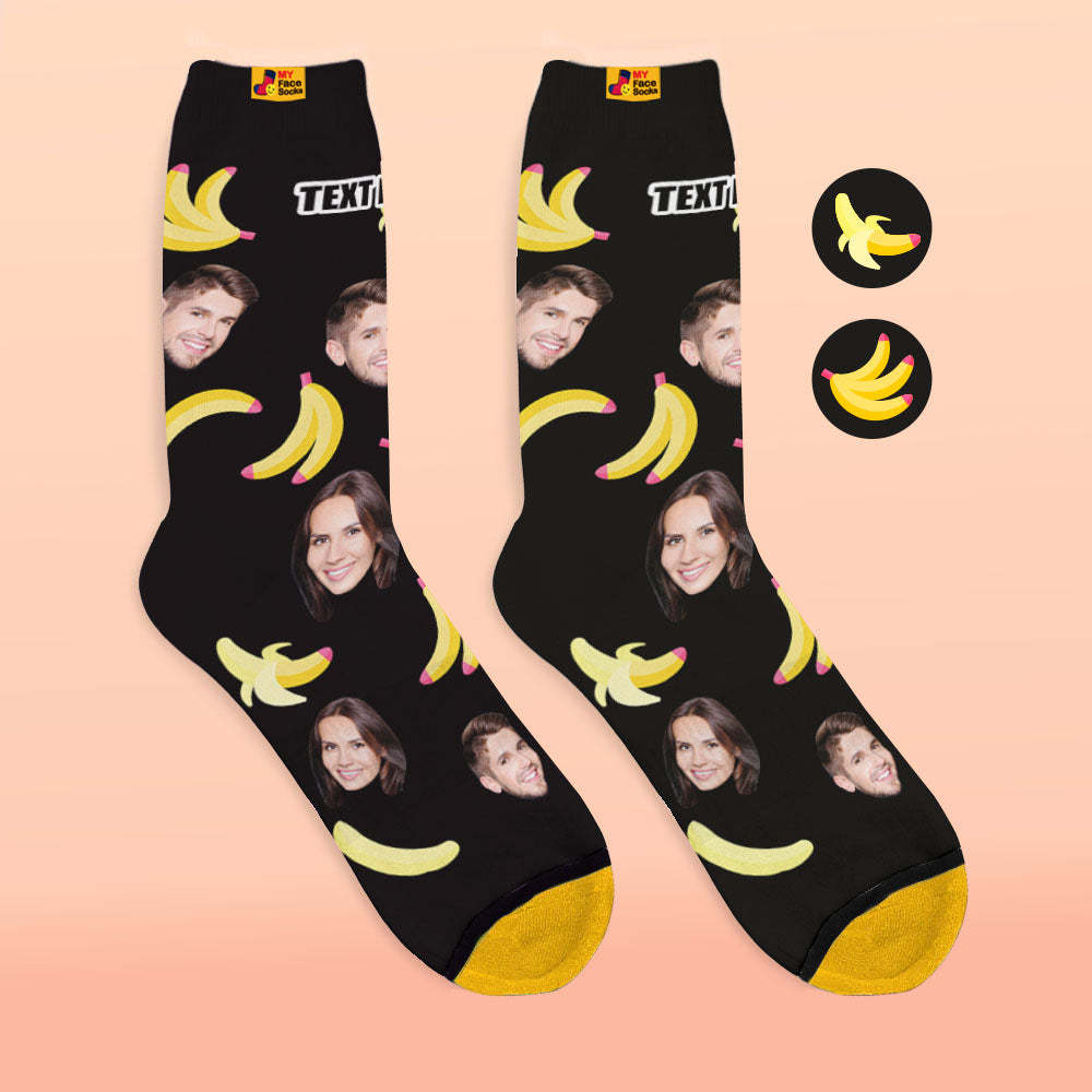 Custom 3D Digital Printed Socks My Face Socks Add Pictures and Name Banana - MyFaceSocksEU