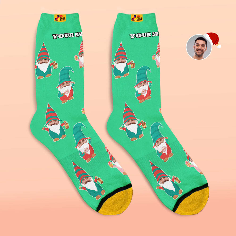 Christmas Gifts,Custom 3D Digital Printed Socks My Face Socks Add Pictures and Name Gnome Socks - MyFaceSocksEU