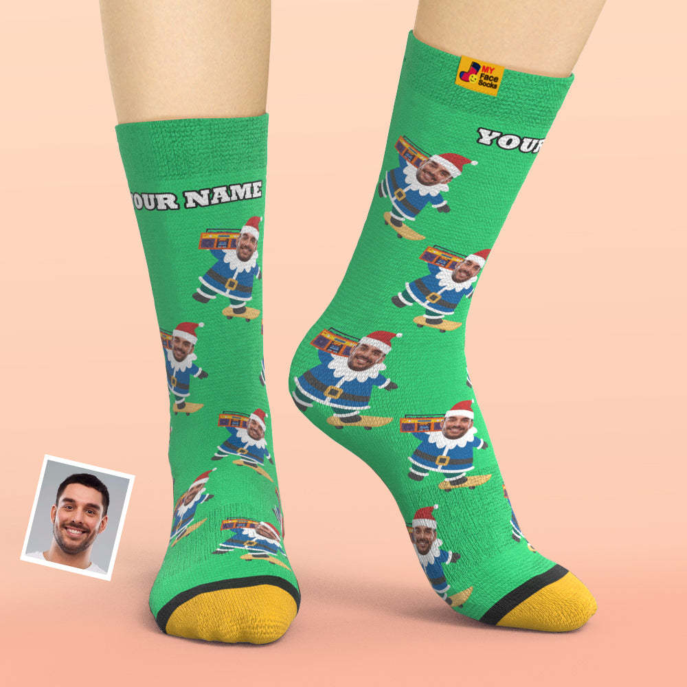 Christmas Gifts,Custom 3D Digital Printed Socks My Face Socks Add Pictures and Name Gnarly Gnome - MyFaceSocksEU