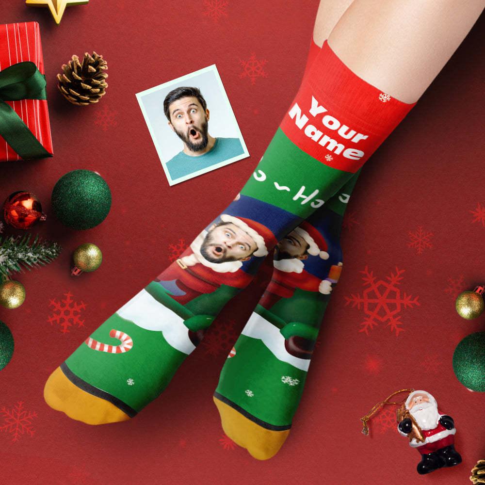 Custom 3D Digital Printed Socks Santa Claus Hats Christmas Gift Socks Ho Ho - MyFaceSocksEU