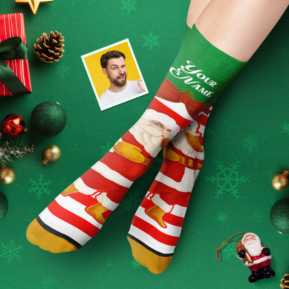 Custom 3D Digital Printed Socks Santa Claus Christmas Bells Socks - MyFaceSocksEU