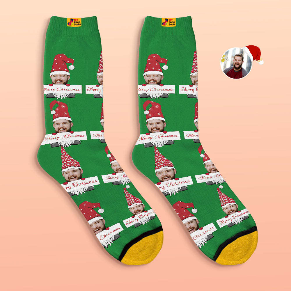 Custom 3D Digital Printed Socks Christmas Gnome Socks Merry Christmas - MyFaceSocksEU