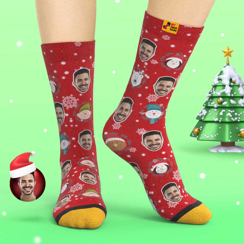 Custom 3D Digital Printed Socks Christmas Gift Socks Elf Doll - MyFaceSocksEU