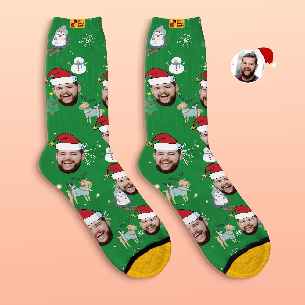 Custom 3D Digital Printed Socks Christmas Gift Socks Cute Animals - MyFaceSocksEU