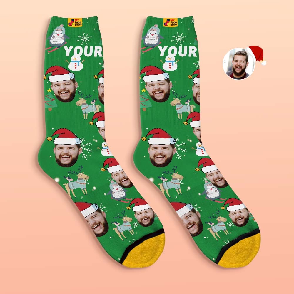 Custom 3D Digital Printed Socks Christmas Gift Socks Cute Animals - MyFaceSocksEU