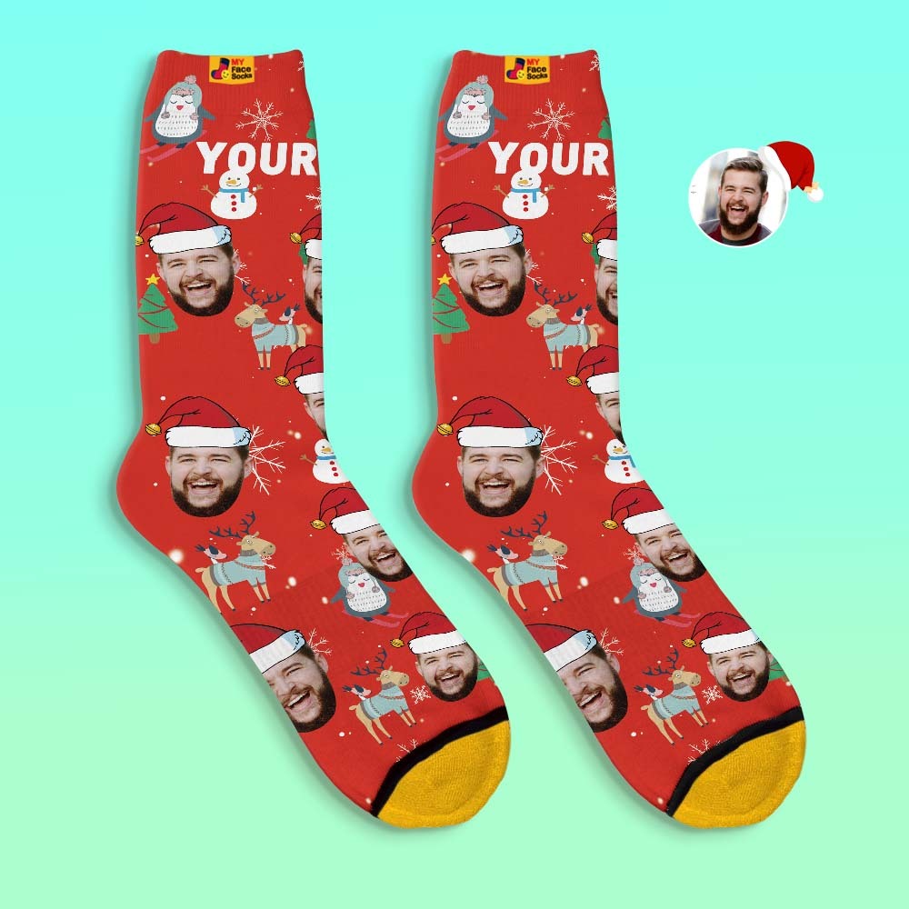 Custom 3D Digital Printed Socks Christmas Gift Socks Cute Animals - MyFaceSocksEU