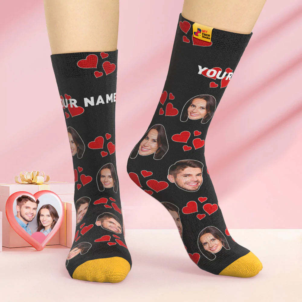 Custom 3D Digital Printed Socks Valentine's Day Gift My Heart Face Socks - MyFaceSocksEU