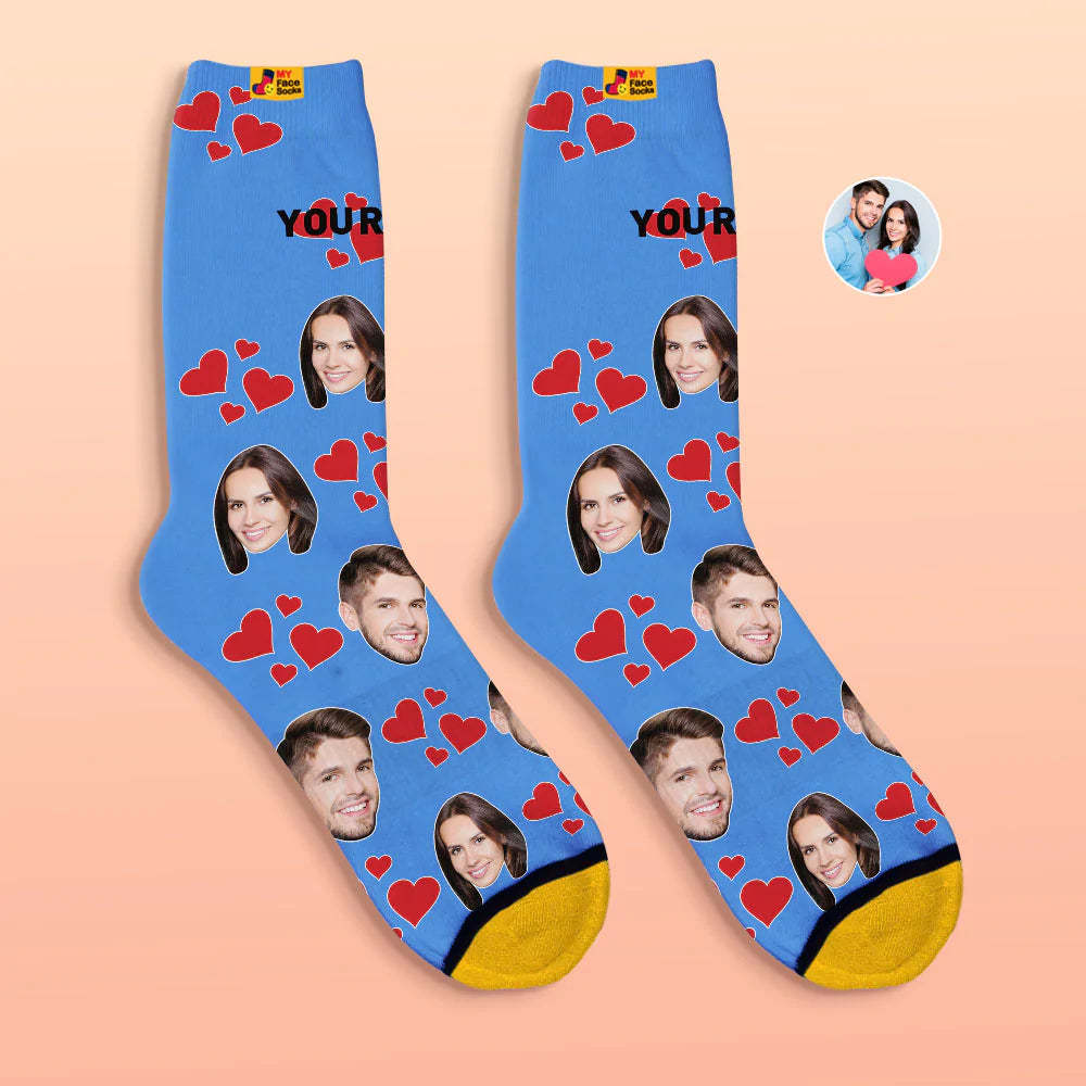 Custom 3D Digital Printed Socks Valentine's Day Gift My Heart Face Socks - MyFaceSocksEU