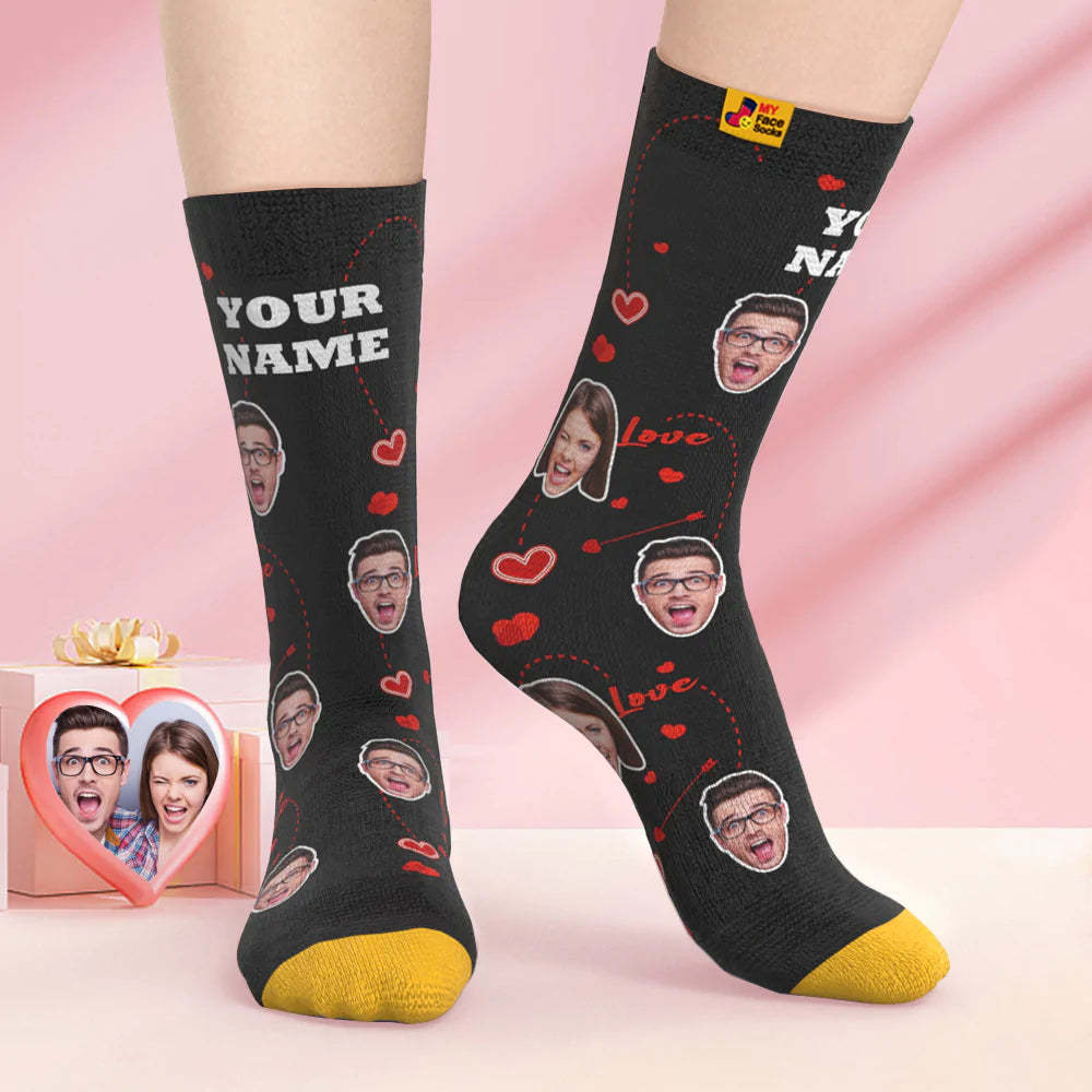 Custom 3D Digital Printed Socks Valentine's Day Gifts Love Heart Face Socks For Lover - MyFaceSocksEU