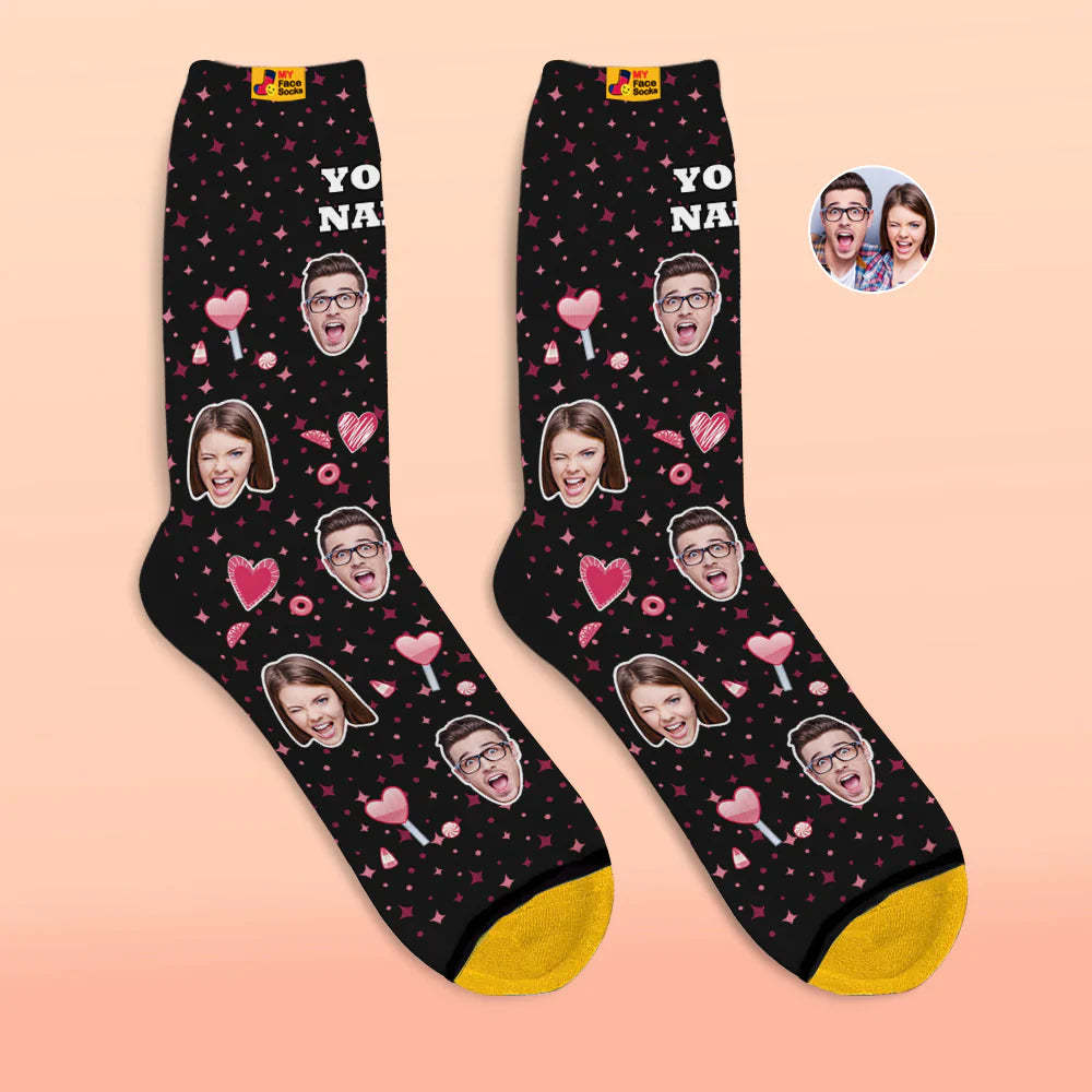 Custom 3D Digital Printed Socks Valentine's Day Gift Candy Heart Face Socks For Lover - MyFaceSocksEU