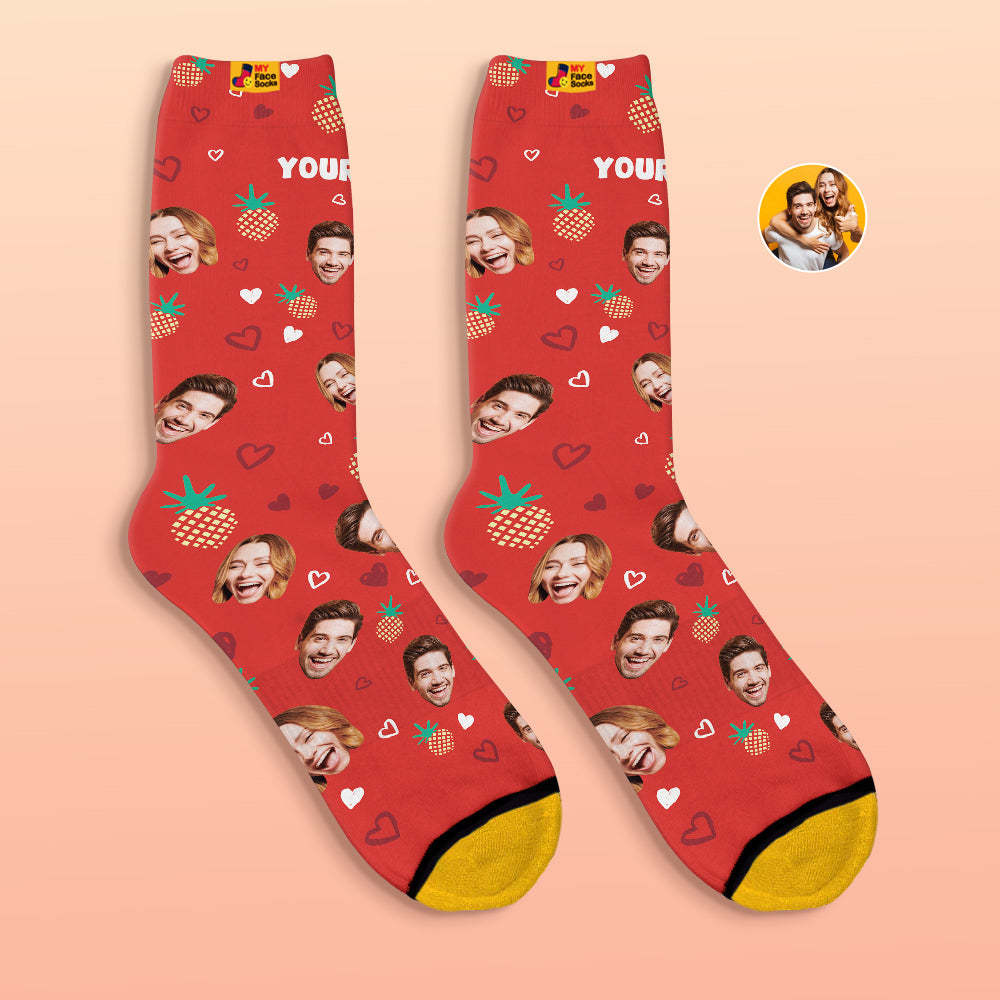 Custom 3D Digital Printed Socks Valentine's Day Gifts Pineapple Face Socks - MyFaceSocksEU