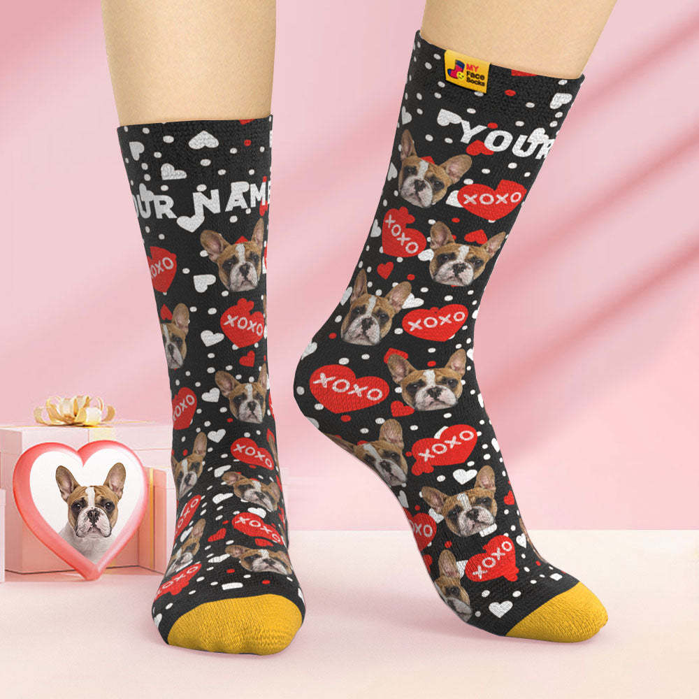 Custom 3D Digital Printed Socks XOXO Face Socks - MyFaceSocksEU