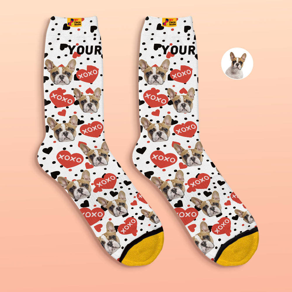 Custom 3D Digital Printed Socks XOXO Face Socks - MyFaceSocksEU