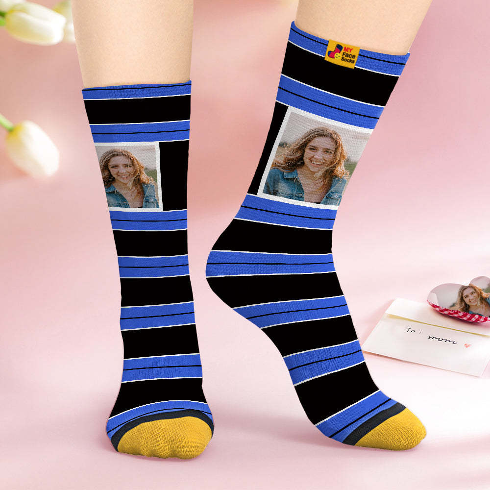 Custom Face Socks Personalised Mother's Day Gifts 3D Digital Printed Socks For Lover-STRIPED - MyFaceSocksEU