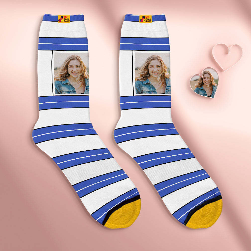 Custom Face Socks Personalised Mother's Day Gifts 3D Digital Printed Socks For Lover-STRIPED - MyFaceSocksEU