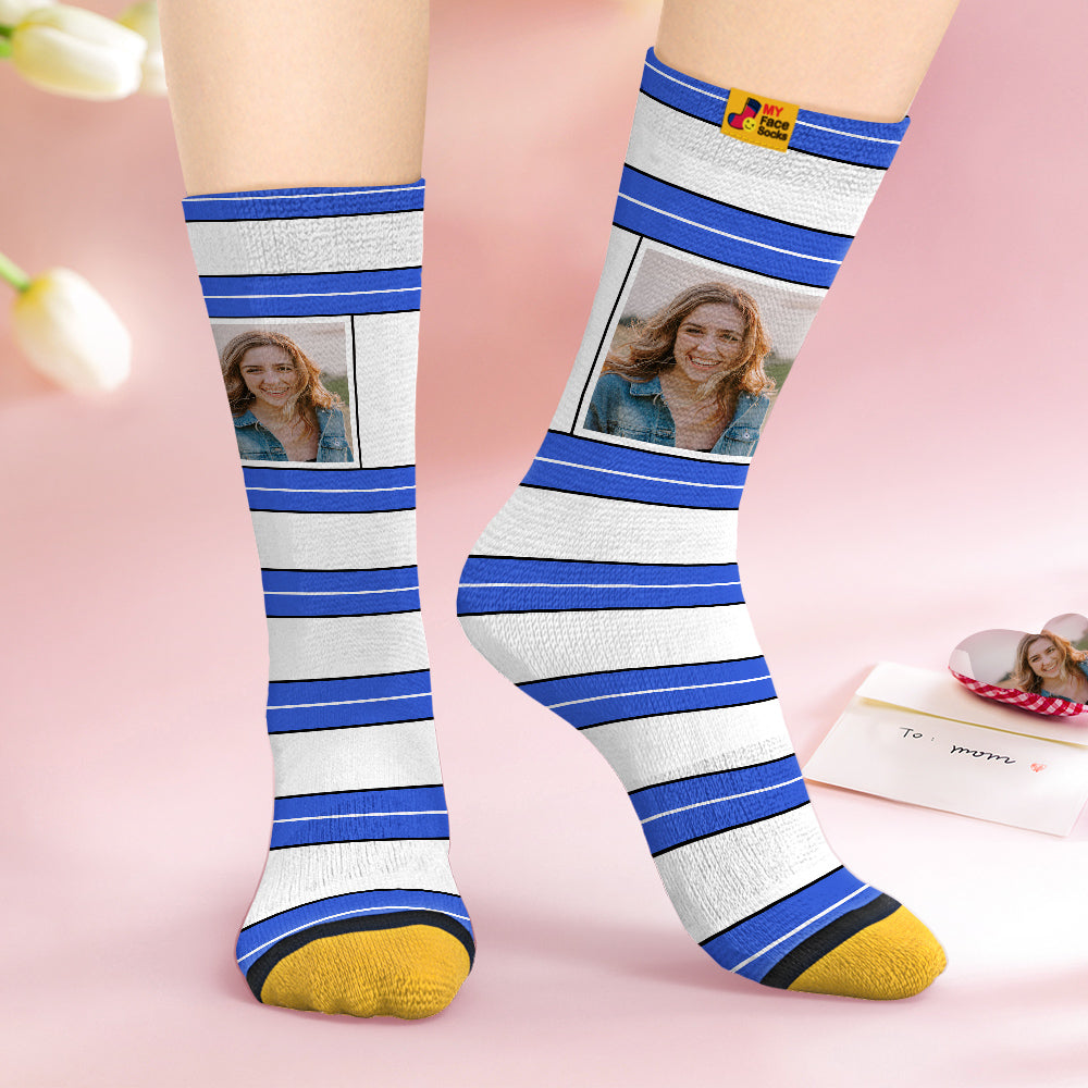 Custom Face Socks Personalised Mother's Day Gifts 3D Digital Printed Socks For Lover-STRIPED