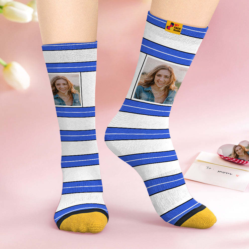 Custom Face Socks Personalised Mother's Day Gifts 3D Digital Printed Socks For Lover-STRIPED - MyFaceSocksEU