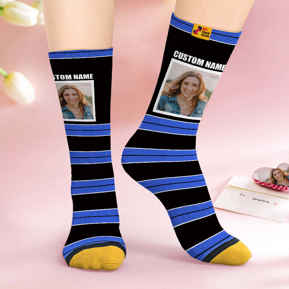 Custom Face Socks Personalised Mother's Day Gifts 3D Digital Printed Socks For Lover-STRIPED - MyFaceSocksEU