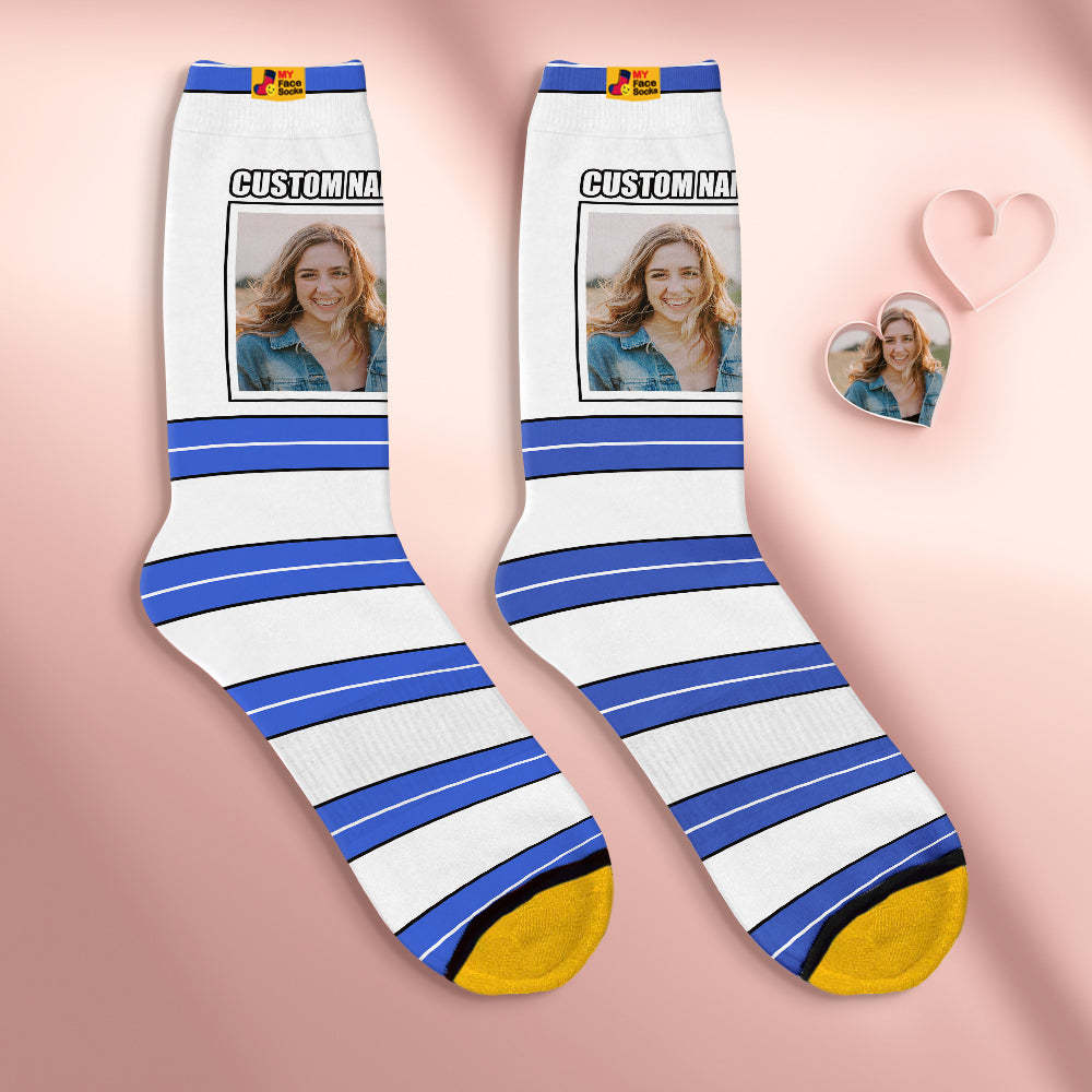 Custom Face Socks Personalised Mother's Day Gifts 3D Digital Printed Socks For Lover-STRIPED - MyFaceSocksEU