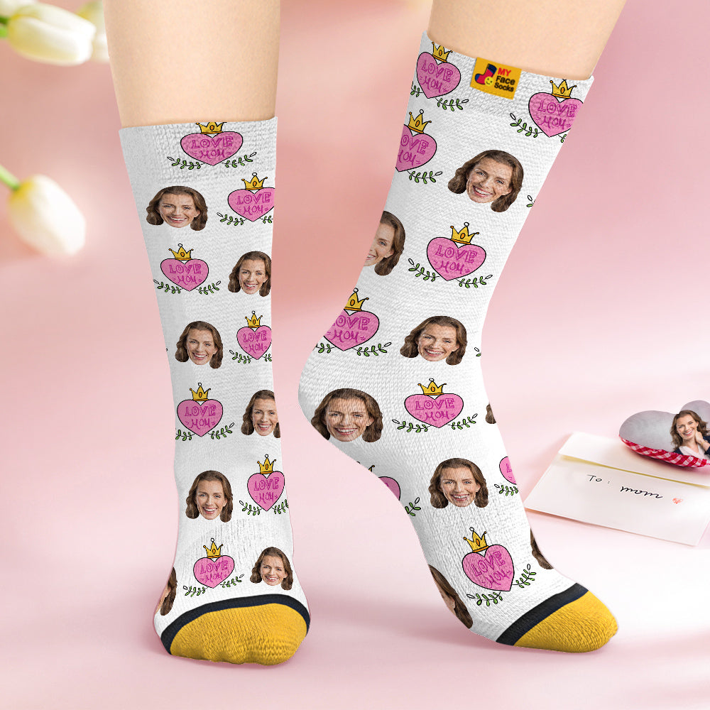 Custom Face Socks Personalised Mother's Day Gifts 3D Digital Printed Socks Love Mom