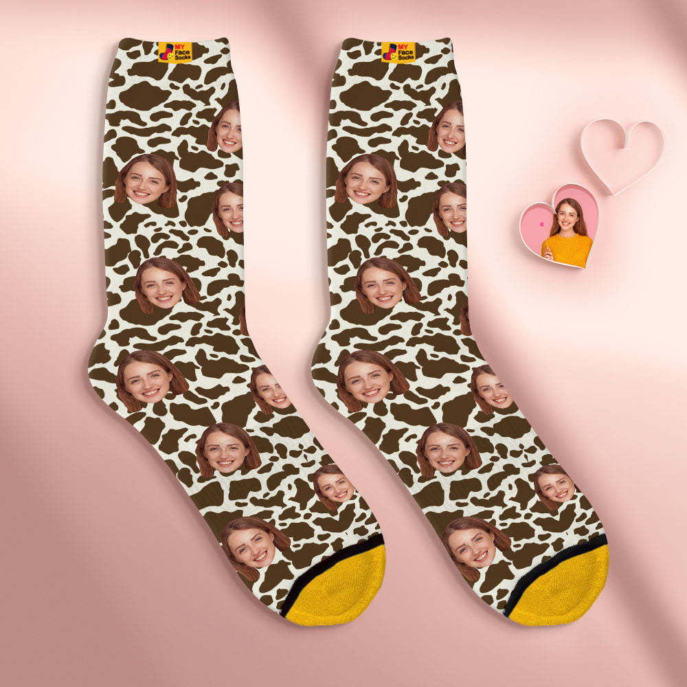 Custom Face Socks Personalised Surprise Gifts 3D Digital Printed Socks For Lover-Giraffe Print - MyFaceSocksEU