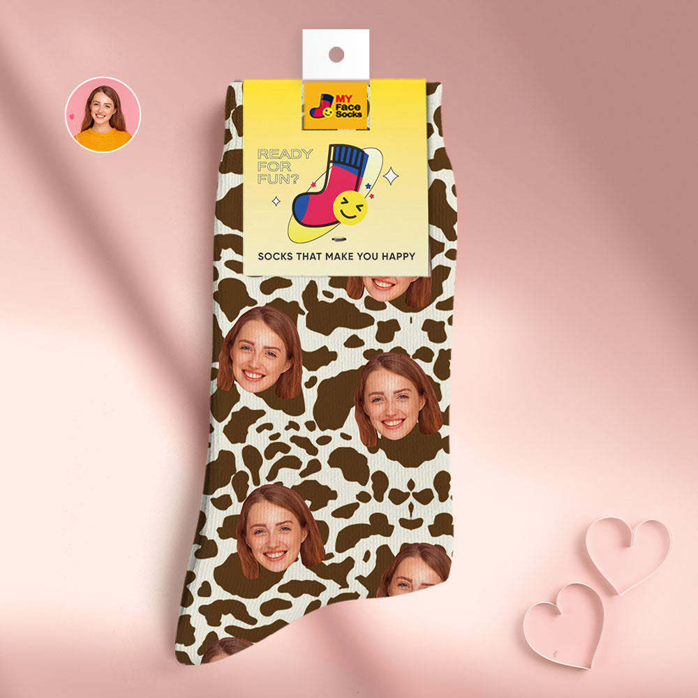 Custom Face Socks Personalised Surprise Gifts 3D Digital Printed Socks For Lover-Giraffe Print - MyFaceSocksEU