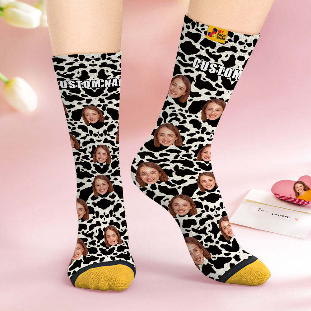 Custom Face Socks Personalised Surprise Gifts 3D Digital Printed Socks For Lover-Giraffe Print - MyFaceSocksEU