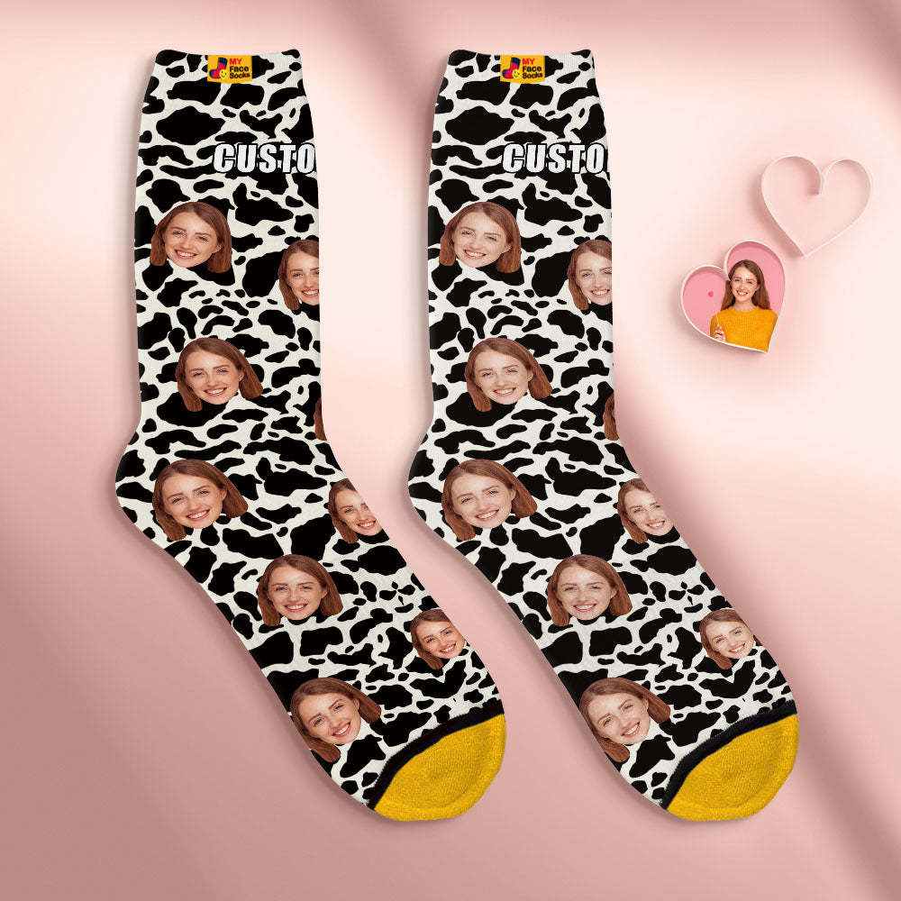 Custom Face Socks Personalised Surprise Gifts 3D Digital Printed Socks For Lover-Giraffe Print - MyFaceSocksEU