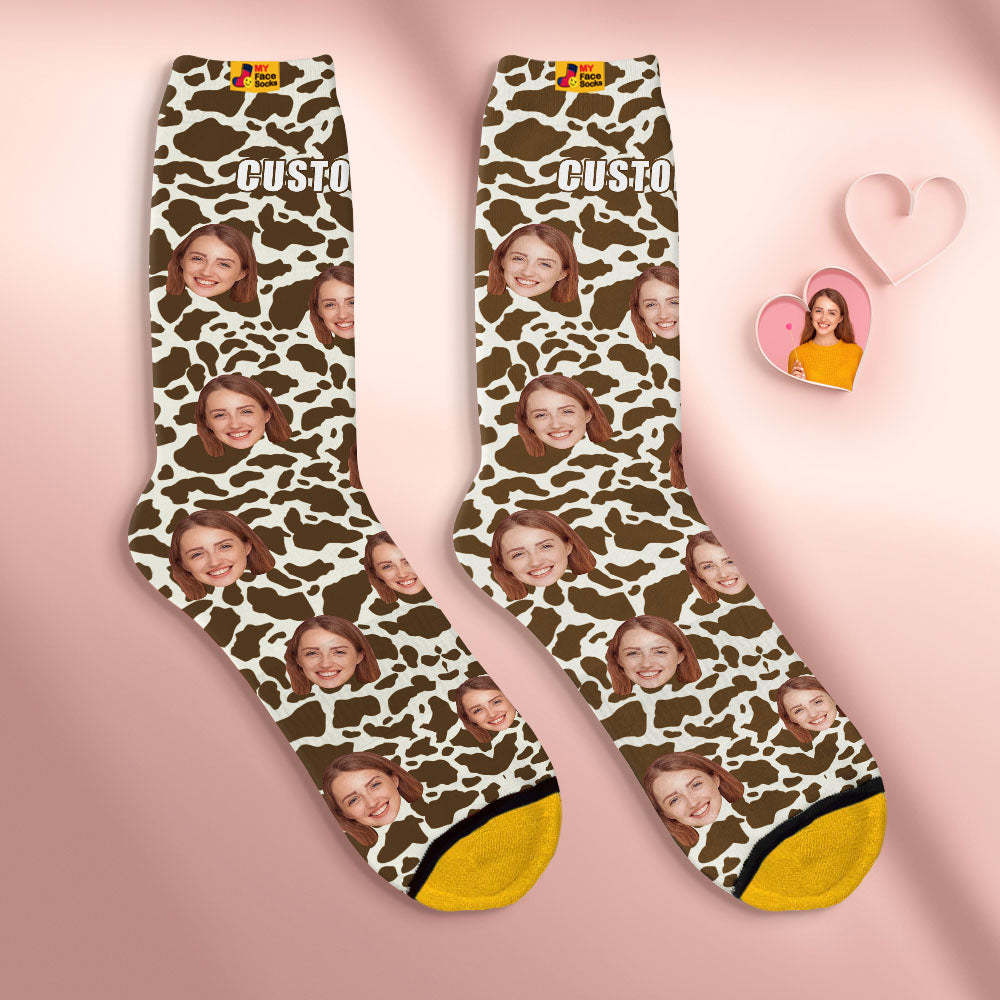 Custom Face Socks Personalised Surprise Gifts 3D Digital Printed Socks For Lover-Giraffe Print - MyFaceSocksEU