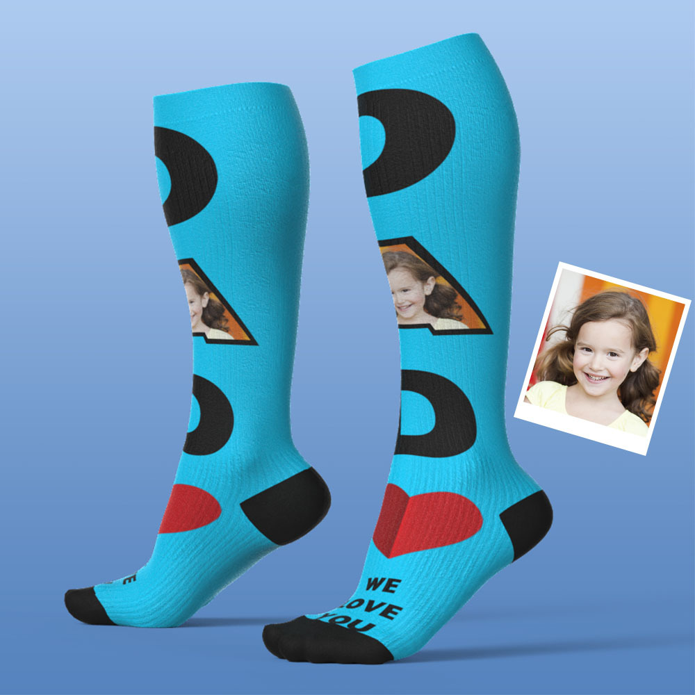Father's Day Upgrade Custom Breathable Knee-high Compression Socks Online Preview Add Picture And Name DAD - myfacesockseu
