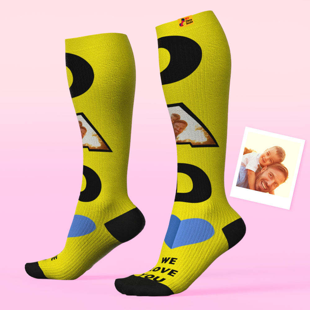 Father's Day Upgrade Custom Breathable Knee-high Compression Socks Online Preview Add Picture And Name DAD - myfacesockseu