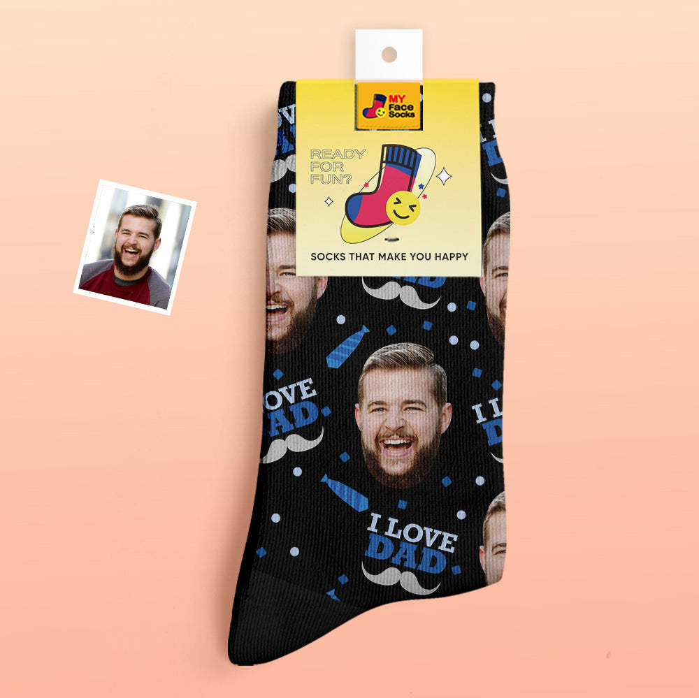 Custom Thick Socks Photo 3D Digital Printed Socks Autumn Winter Warm Socks I Love Dad - MyFaceSocks EU