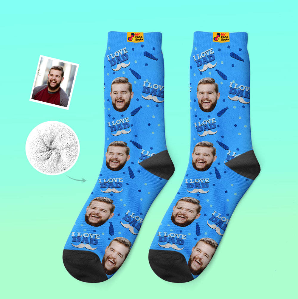 Custom Thick Socks Photo 3D Digital Printed Socks Autumn Winter Warm Socks I Love Dad - MyFaceSocks EU