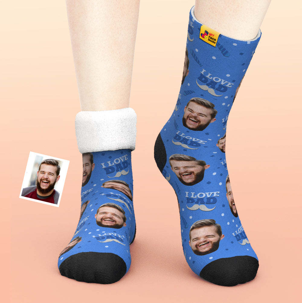 Custom Thick Socks Photo 3D Digital Printed Socks Autumn Winter Warm Socks I Love Dad - MyFaceSocks EU